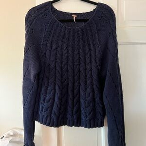 Free People NWOT Blue Cable Sweater